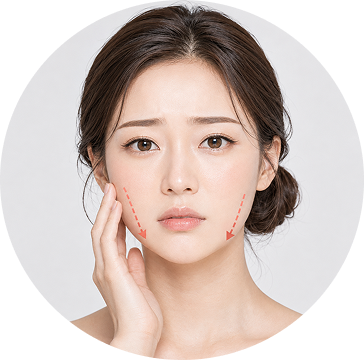 턱선이 흐려지고 하관이 넓어 보이는 경우